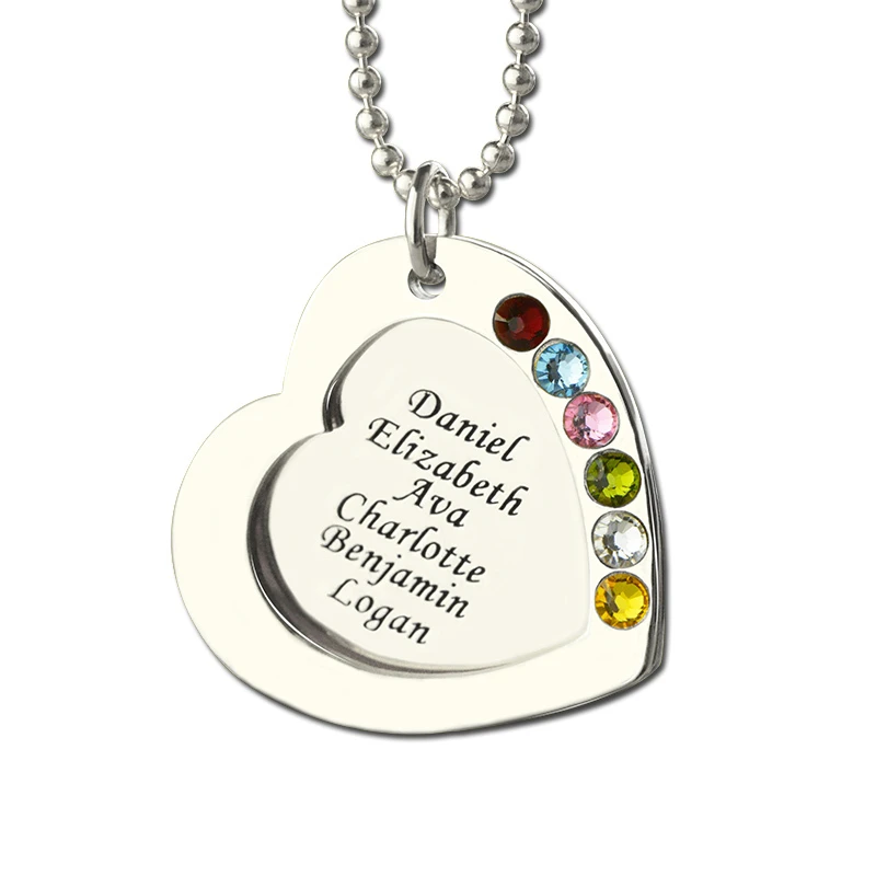 mothers necklace with kids birthstones