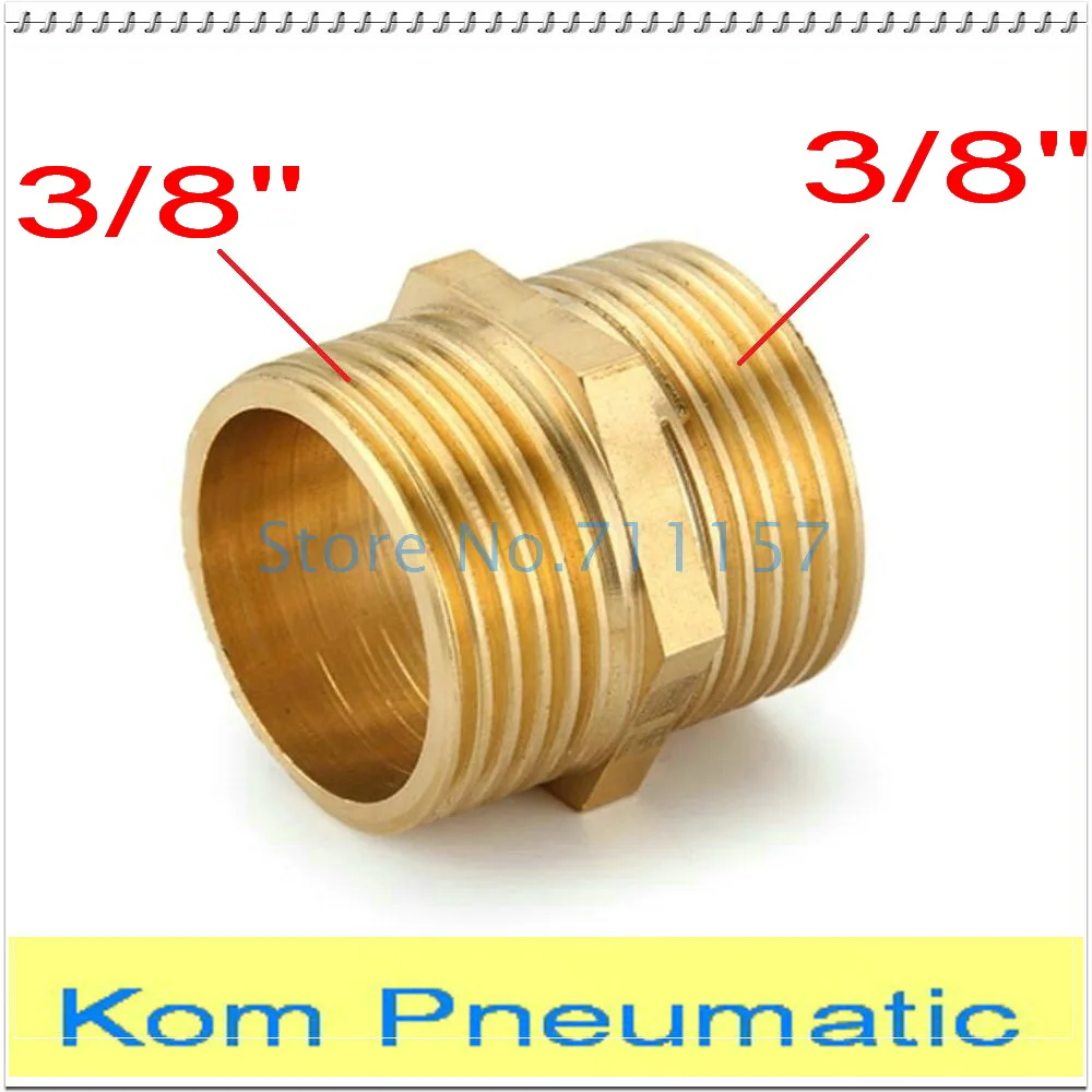 3/8” BSP BRASS HEX NIPPLE THREADED MALE TO MALE JOINER AIR FITTING 