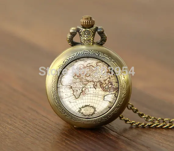 

Vintage World Map Pocket Watches 12pcs Necklace locket necklace,Wholesale Wide World, Antique World Map,Retro Space,Globetrotter