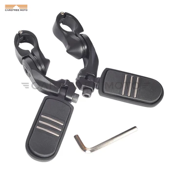 

Universal 1-1/4" Black Motorcycle Short Angled Adjustable Foot Pegs Rest Case for Harley Highway Engine Guards