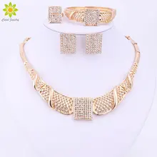 Горячая Распродажа, Африканский костюм, ювелирный набор, золотой цвет, кристалл, ювелирный набор, модное ожерелье, набор для женщин, свадебный