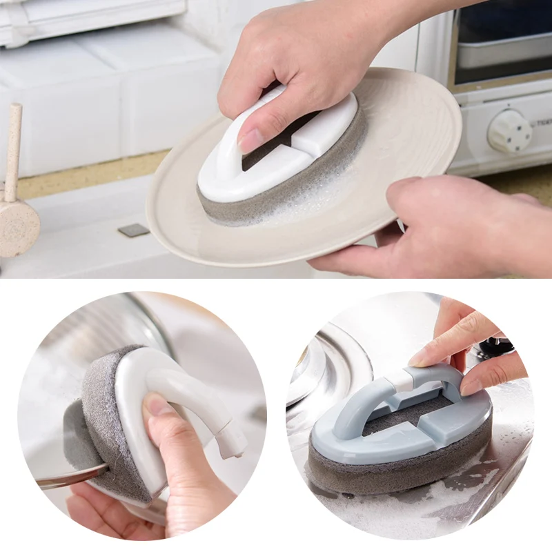 

Cleaning Tools kitchen Folding Washing dishes bathroom Strong Decontamination Tiles Pot Sponge Brush eraser Bath
