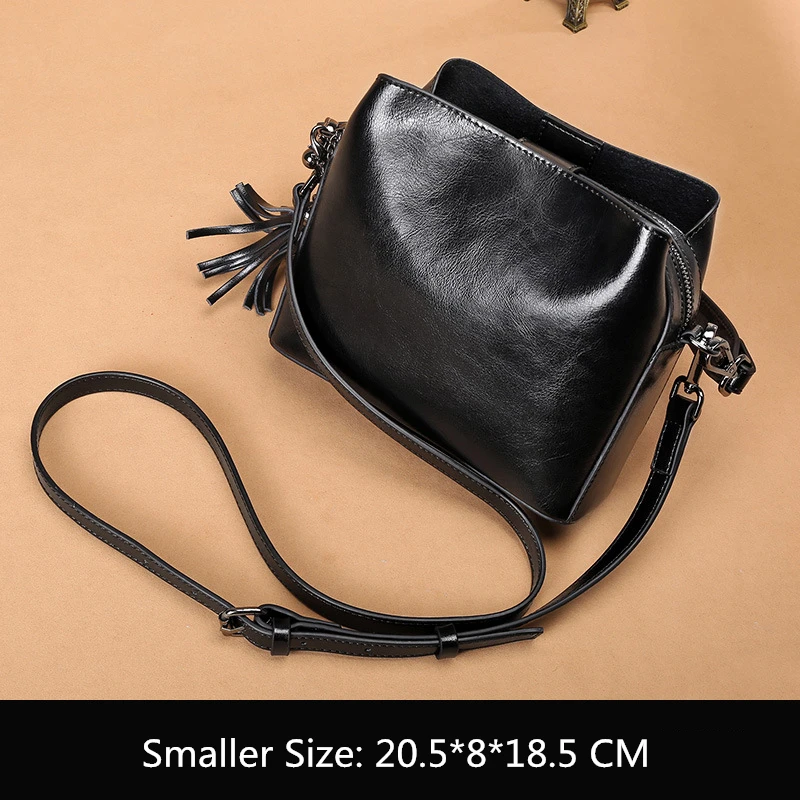 Модные Сумки из натуральной кожи для женщин Crossbody сумка Роскошные сумки дизайнер сумка-мешок Sac основной - Цвет: Smaller Black