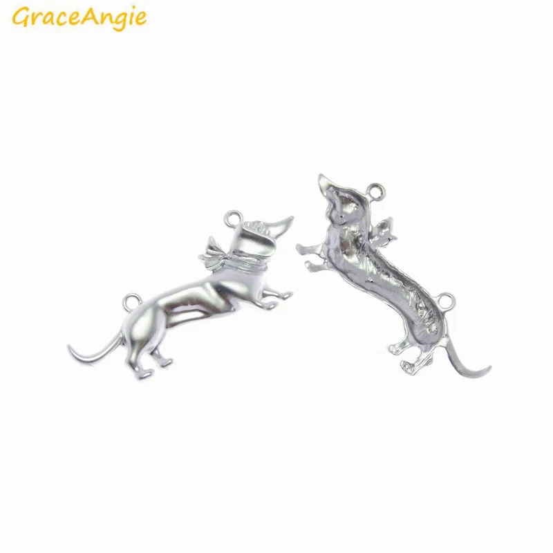 GraceAngie 4 шт матовый цвет щенок таксы Подвеска Шарм DIY Ювелирные изделия Ожерелье