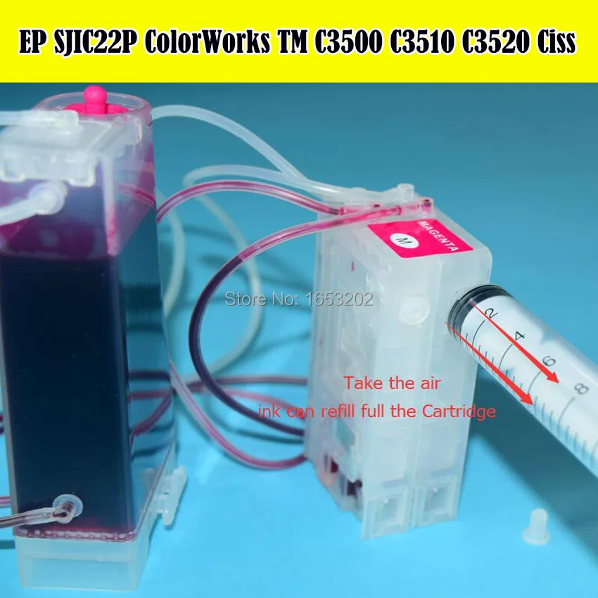 Colorworks C3500 C3510 C3520 СНПЧ SJiC22P непрерывной подачи чернил Системы без чипа для Epson TM-C3500 TM-C3510 TM-C3520 этикетка