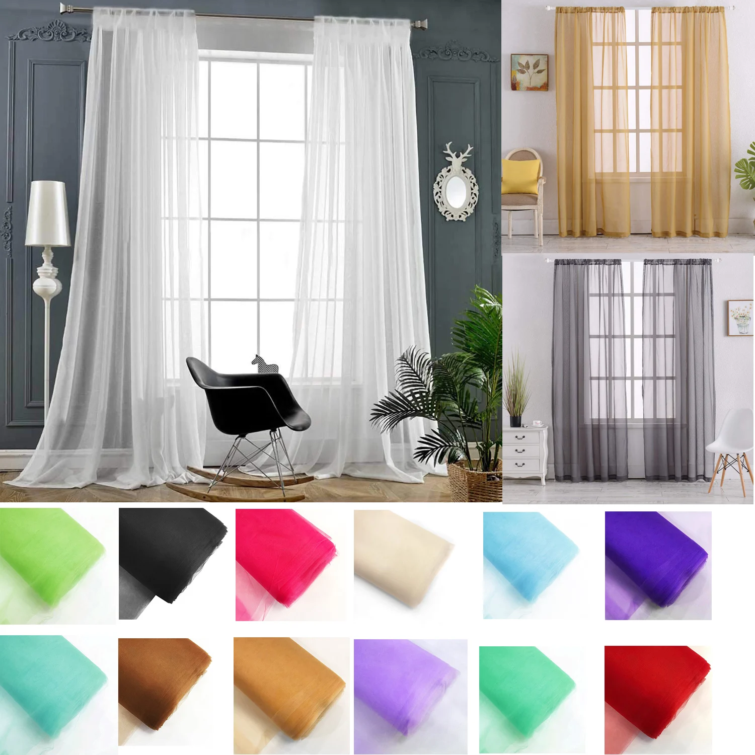 

Modern Living Room Tulle Curtains Solid Bedroom Window Tulle Curtains Sheers Europe Tulle Curtains Voile Treatments Drapes