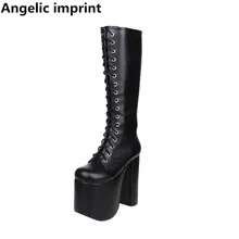 Angelic imprint mori girl/женские мотоциклетные ботинки в стиле панк; женские ботинки Лолиты; женские туфли-лодочки на очень высоком каблуке; обувь на платформе 15 см