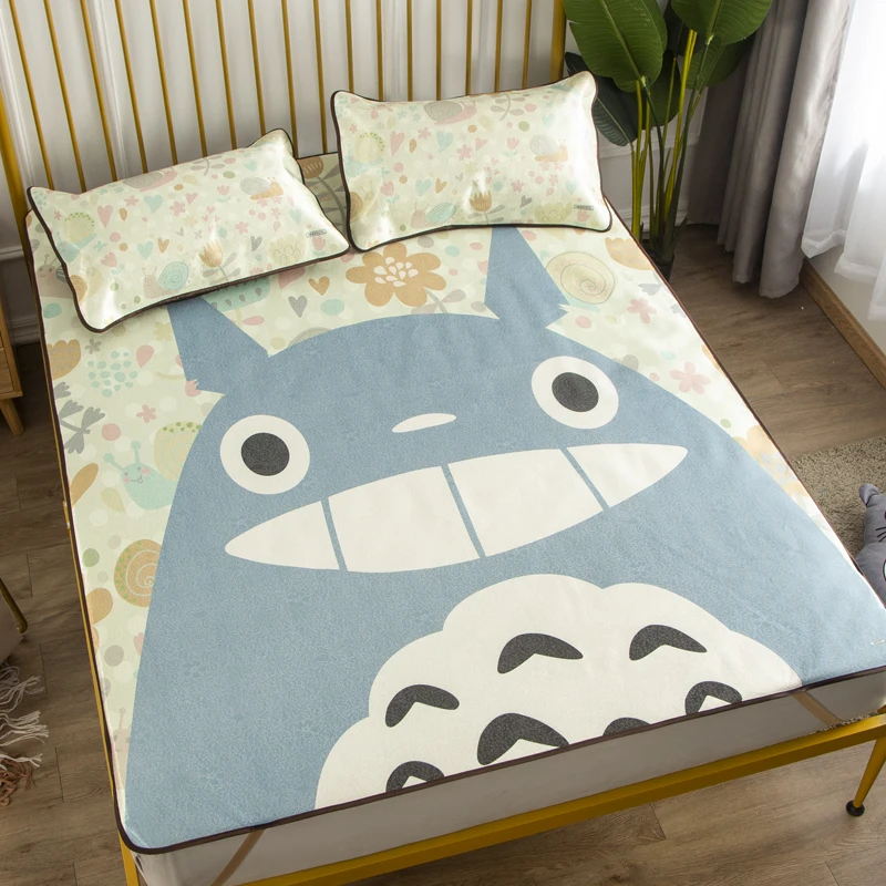 

Kawaii Cartoon Totoro Pikachu Pig Print Summer Sleeping Mat Children Bed Sheet Sets for Single or Double Beds