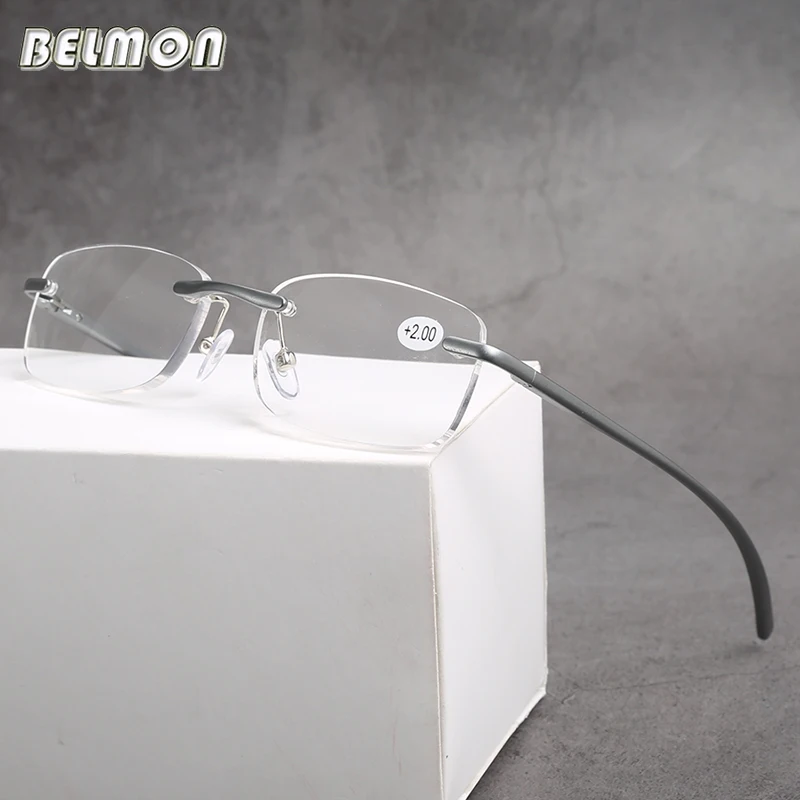

Belmon Rimless Reading Glasses Men Women AL-MG Frame Diopter Glasses Male Presbyopic Eyeglasses +1.0+1.5+2.0+2.5+3.0 RS610