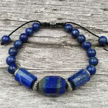 YA3915 натуральный Лабрадорит Lapis кварцевый камень бисер перевязанный шнурок регулируемый браслет