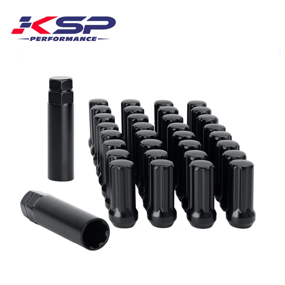 

KSP 32PC 9/16 18 Thread BLACK TRUCK 7 SPLINE LOCKING LUG NUTS with 2 KEYS for DODGE RAM LUGS 2500 3500 Ford 250 350