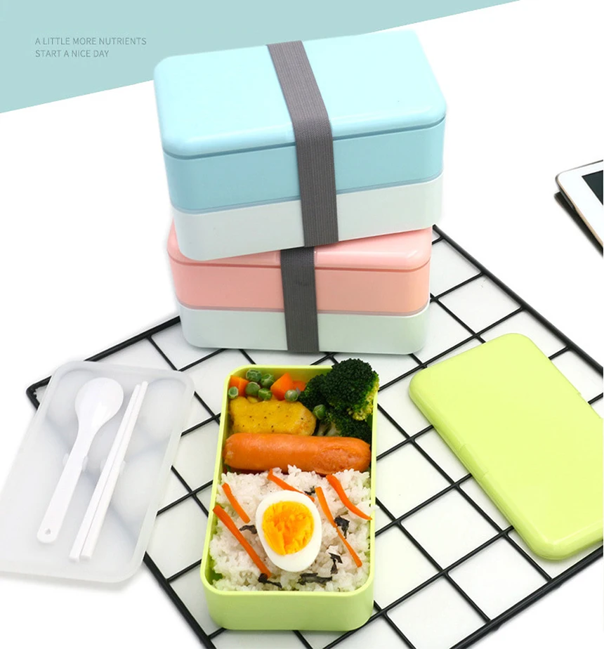 LIYIMENG 1200ml Double Layer Lunch Box Portable LunchBox For Kids Picnic Office Workers School Dinnerware Lunchbox BPA Free310