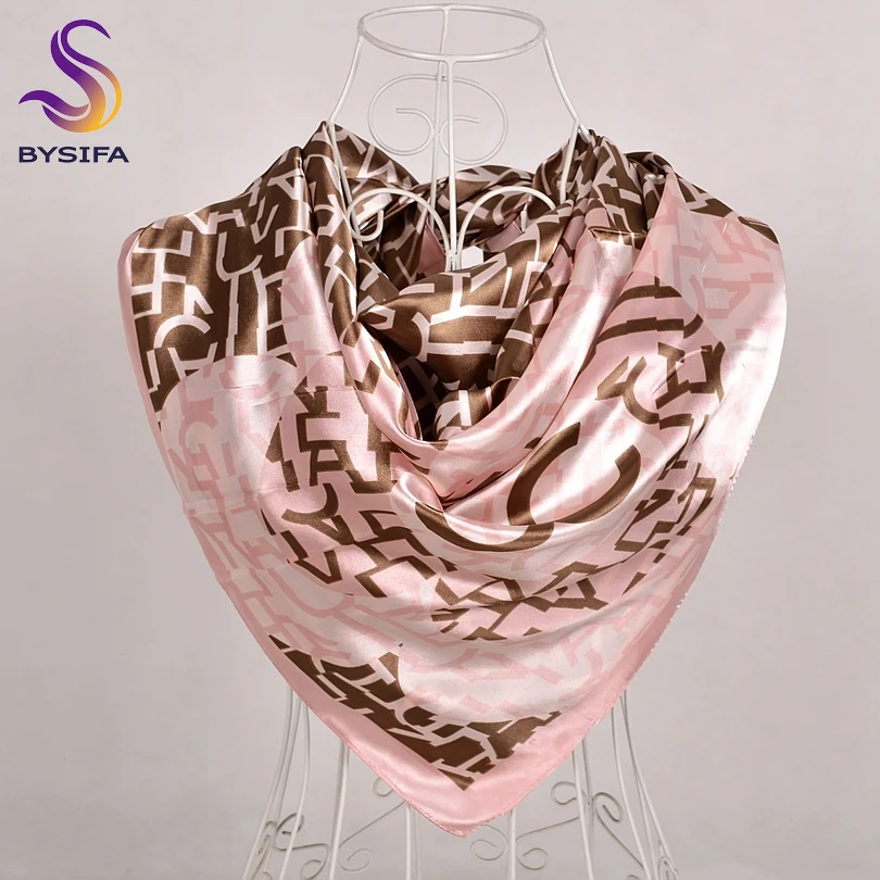 [BYSIFA] зимний черный золотой шелковый шарф, шаль, Женский брендовый атласный большой квадратный шарф, весенне-осенний шелковый шарф для шеи, хиджаб