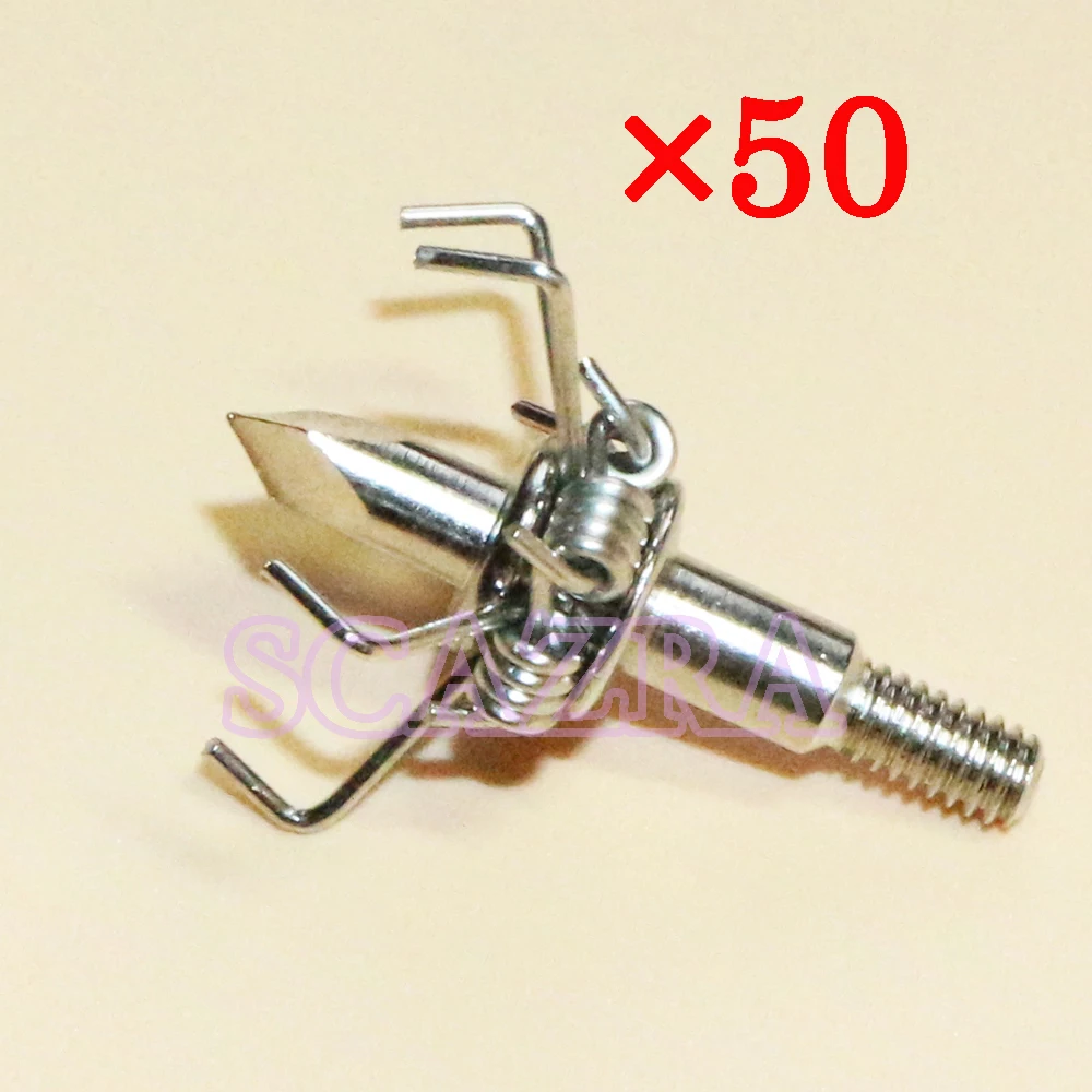 50 шт. 100 зерна Охота стрелки Broadheads стрел Сталь лапа точки серебро Цвет|hunting arrow