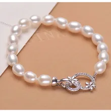 Натуральные пресноводные жемчужные браслеты с цветочной формой застежки высококачественные пресноводные жемчужные браслеты для женщин