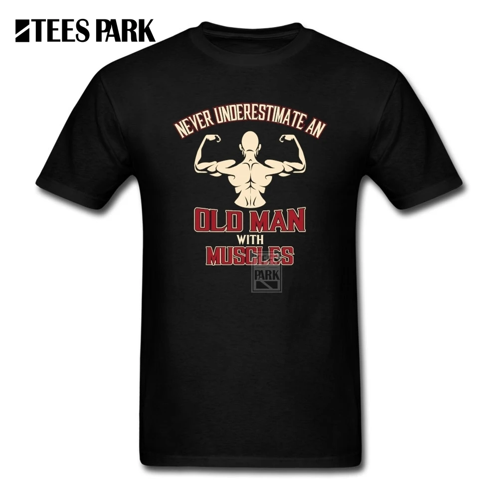 T Shirt Men Bodybuilding Old Man With Muscles Forever Mirin Men Crewneck Short Sleeve T Shirt