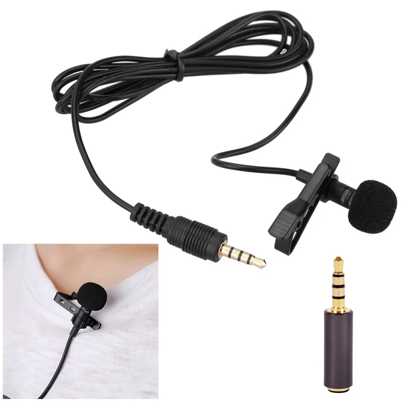  Portable External 3.5mm Jack Clip-on Lapel Lavalier Microphone for Phone Handsfree Wired Condenser  - 33047705643