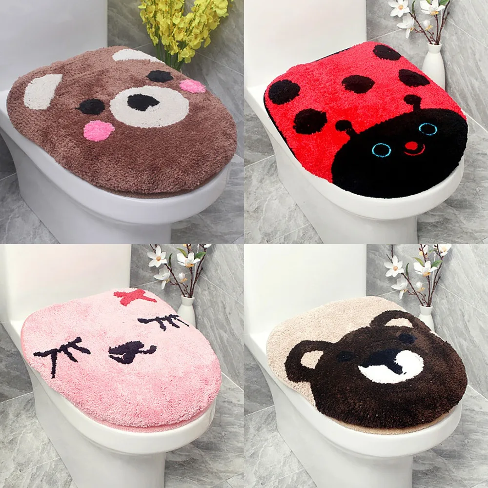 Розовый кролик/рис серый медведь коврик для ванной комнаты мультфильм зимнее мягкое ковровое покрытие крышка унитаза Впитывающий Коврик противоскользящий ковер
