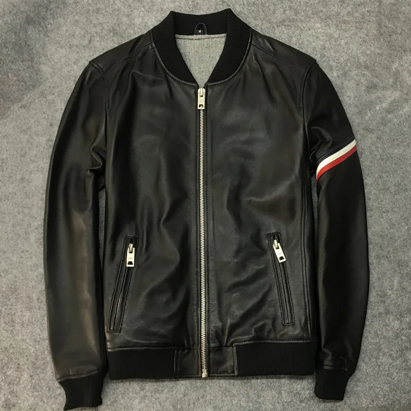 

Women/Men's leather jackets New arrival sheepskin leather coat casual men's Genuine leather baseball jaclets M-4XL A356