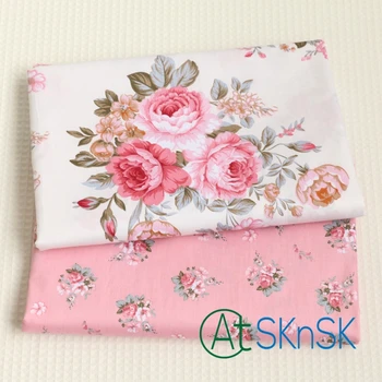 

2pcs/lot High quality DIY sewing fancy pink peony flower pattern fabric 100% cotton baby cloth 160 width printed cotton fabrics