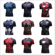 Новые мужские футболки с коротким рукавом и принтом «мстители», «Человек-паук», «Дэдпул», футболки для фитнеса и бега, Спортивная футболка, мужская спортивная одежда