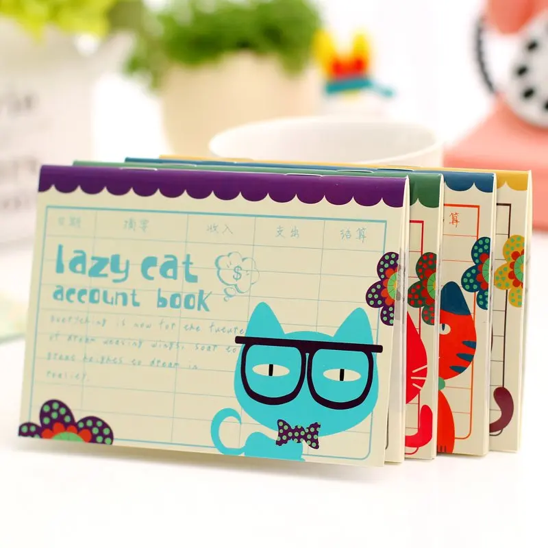 

cute lovely lazy cat book finance charge account notepad shopping list pocket portable notebook