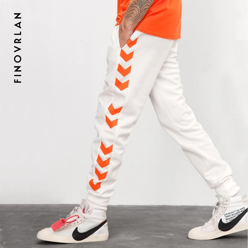 Acheter Pantalons de survêtement hip hop pour hommes de haute rue impression de lettres à rayures latérales survêtement de couleur contrastée taille élastique pantalons de survêtement pour hommes Streetwear