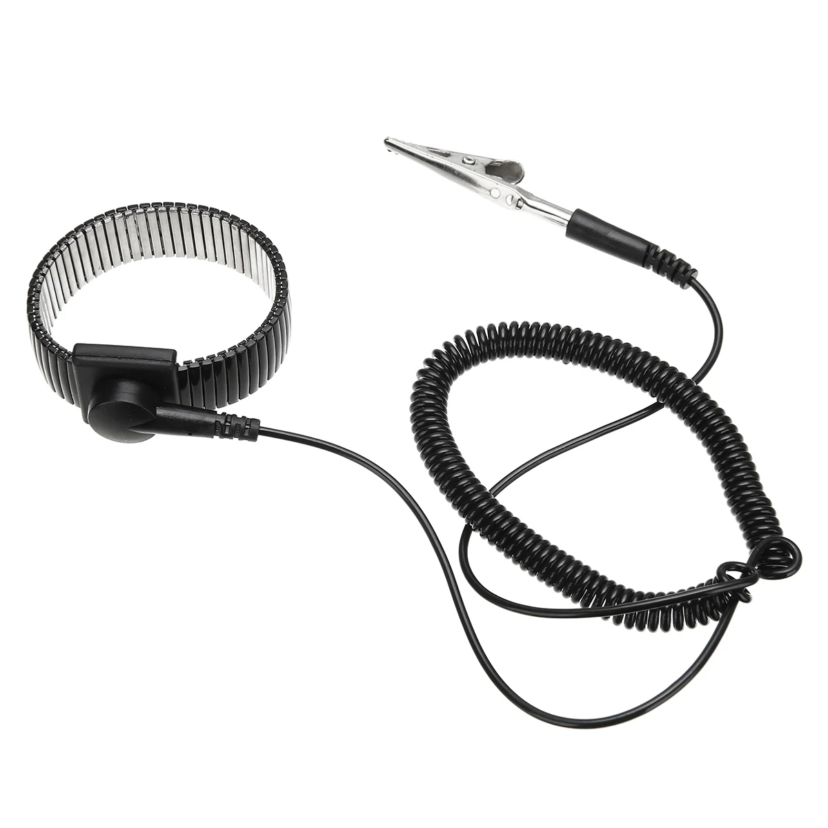 

Anti Static Ground Wrist Strap Bracelet ESD Discharge Cable Black Metal Wrist Hand Band with Alligator Clamp Safety Protector