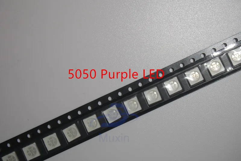 УФ светодиодный SMD 5050 500 шт. чип фиолетовый поверхностное крепление из бисера 60mA Ультрафиолетовый 395nm-400nm светодиодный ультрафиолетовый светильник