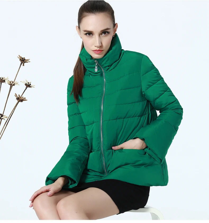 Fashion Parka Women New Winter Jacket Green Stand Collar Cape Style