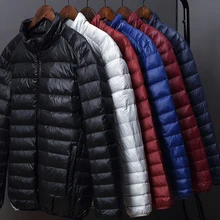 Зимняя Модная брендовая мужская куртка на утином пуху, ультра-светильник, уличная одежда, пуховое пальто, водонепроницаемая Теплая мужская одежда