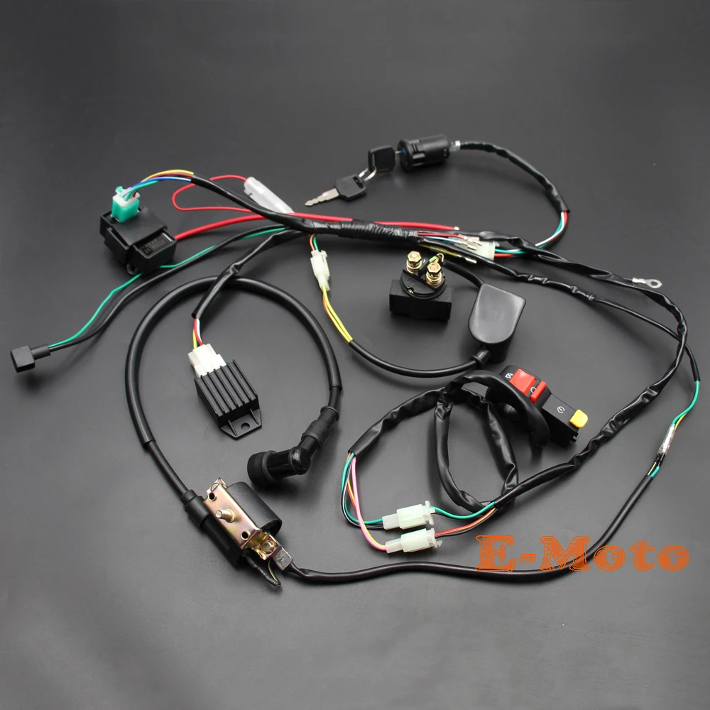 

Full Wiring Loom Harness CDI COIL SWITCH For Kick Start Engine 50cc 70cc 90cc 110cc 125cc Dirt Trail Bike