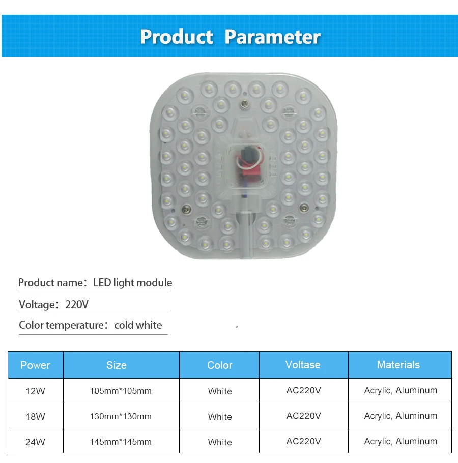 Ceiling Lamps LED Module Light AC220V 230V 240V 12W 18W 24W Replace Ceiling Light Lighting Source Convenient Installation