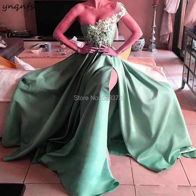 Best Offers YNQNFS PD111 Sexy Robe Vestidos One Shoulder High Slit Prom Party Gown Bridesmaid Dresses Mint Green 2019 Best Offers YNQNFS PD111 Sexy Robe Vestidos One Shoulder High Slit Prom Party Gown Bridesmaid Dresses Mint Green 2019