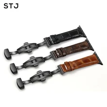 STJ телячьей кожи ремешок для наручных часов Apple Watch серии 3/2/1, 42 мм, 38 мм, версия для наручных часов Apple Watch спортивный ремешок для наручных часов iWatch серии 4 40 мм 44 мм