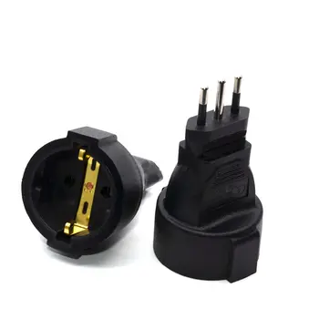 

High quality Black Italy 3PIN male to EU 2PIN female Travel Power Adapter Plug