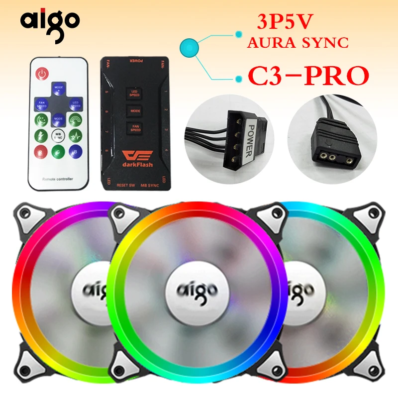 Aigo AURORA Rainbow Cooling Fan Kit for Desktop PC Computer