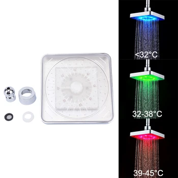 

LED Cold & Hot Water Powered Rain Led Shower Head Without Shower Arm 3 Colors Change with Temp Water Saving