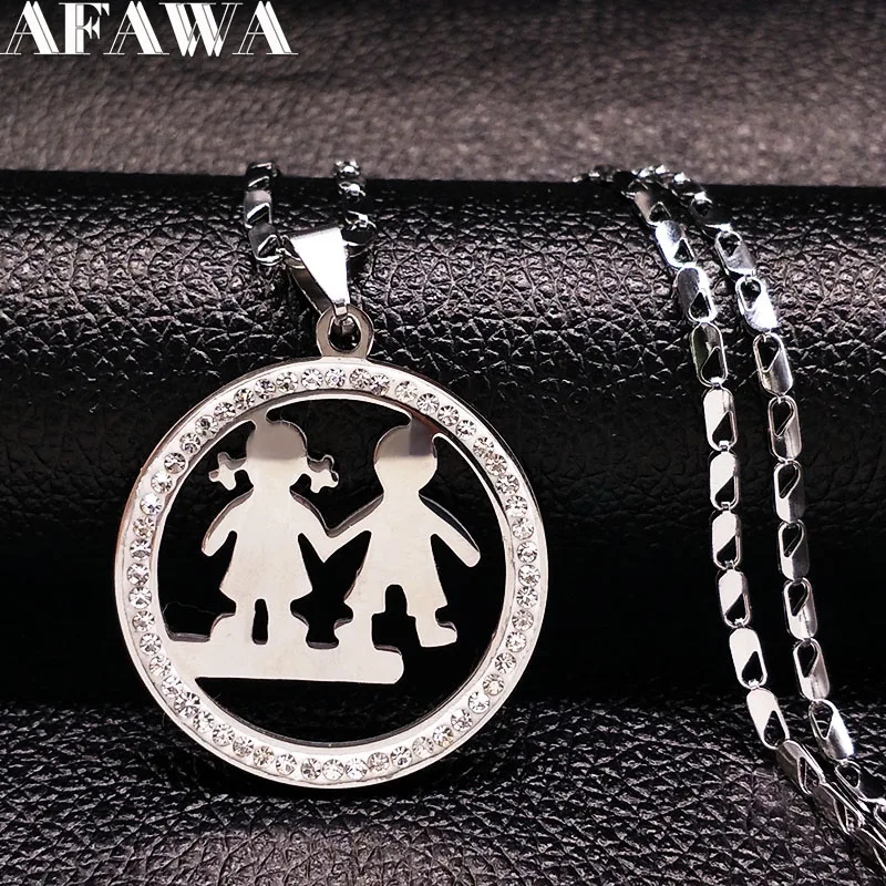 

Boy and Girl Stainless Steel Necklaces Jewerly Silver Color Love Necklaces & Pendants Jewelry collares grandes de moda ND19A