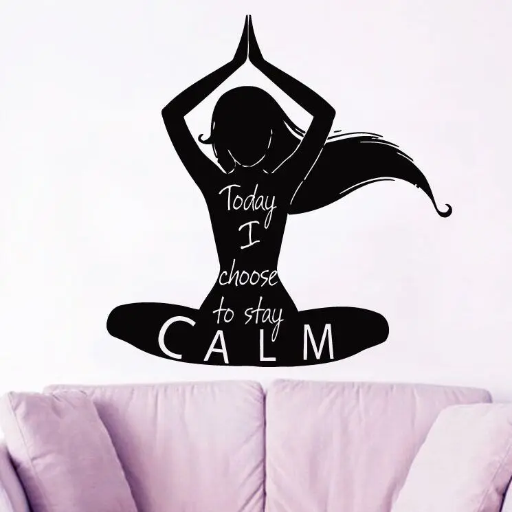 Yoga Wall Decal Vinyl Removable Lotus Yoga Studio Decoration Yoga Quote