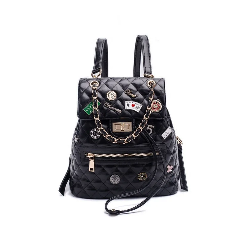 

Fragrance hand-made badge shoulder bag female European and American fashion wild rhombic chain new shoulder bag female