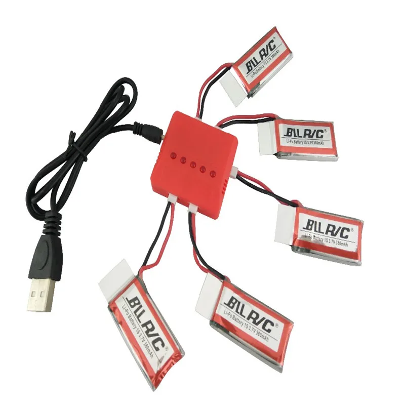 5 шт./лот 3 7 в 380 мАч Lipo аккумулятор 1 зарядное устройство для Hubsan X4 H107c H107d V252 SYMA X11C UDI