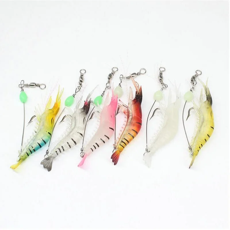 

Fishing lure 6pcs 9.5cm 6.5g isca Artificial Fake Shrimp Bait with hook Silicon Soft lures fly fishing tackle pesca
