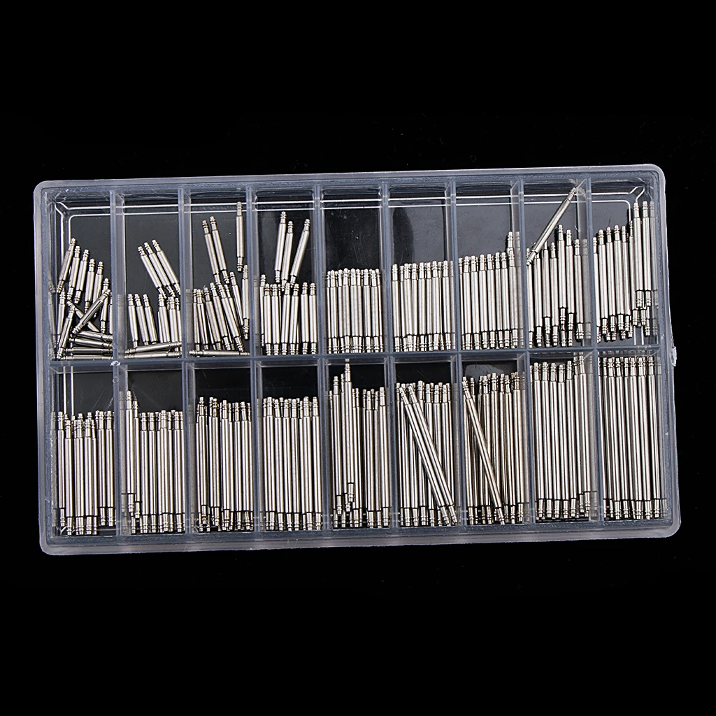 

360pcs/Set Watch Band Spring Bars Pins Size 8mm-25mm Professional Watch Repair Accessories Kit with Box Organizer