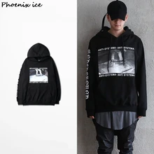 Südkoreanischen beliebte logo individualität high street buchstaben wind männlichen losen hip-hop-stil dark mit kapuze fleece gothic buchstaben