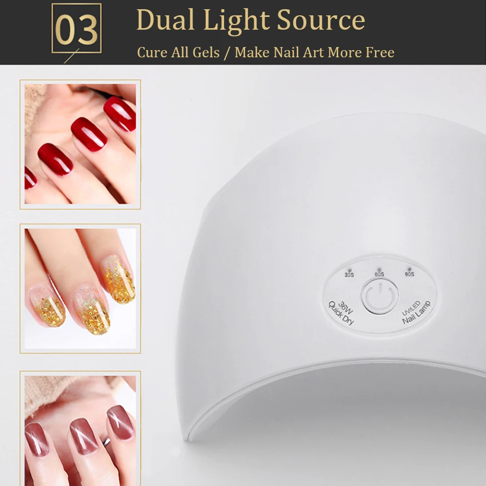 Новейший Светодиодный УФ-лампа 36 Вт, 12 шт., светодиодный Сушилка для ногтей, Гель-лак для ногтей, маникюр с кнопкой таймера, инструменты для дизайна ногтей, зарядка через usb