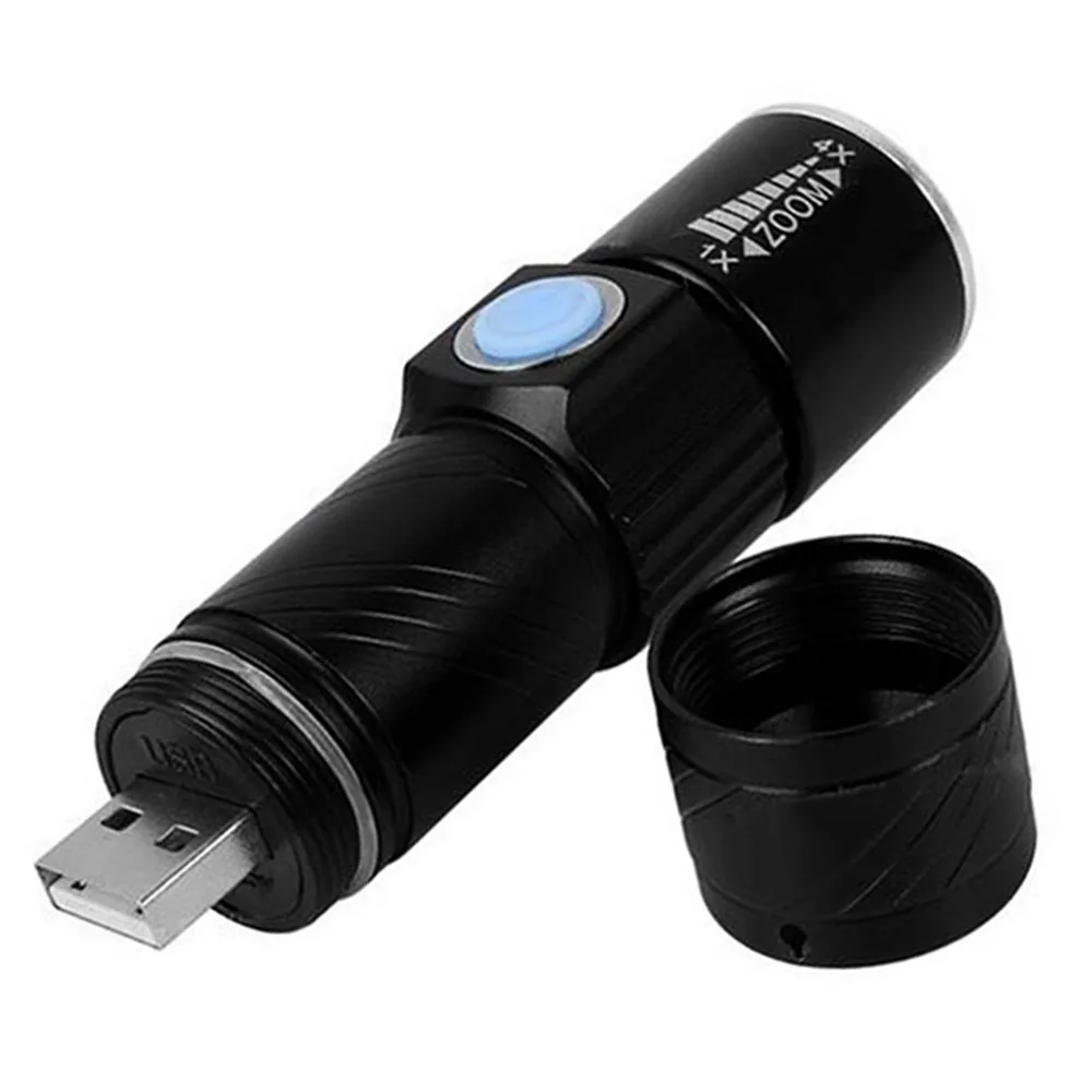 

Mini USB Rechargeable Led FlashLight Torch 3 Modes Zoom Powerful LED Flash light Lanterna For Outdoor Travel Pocket Tools
