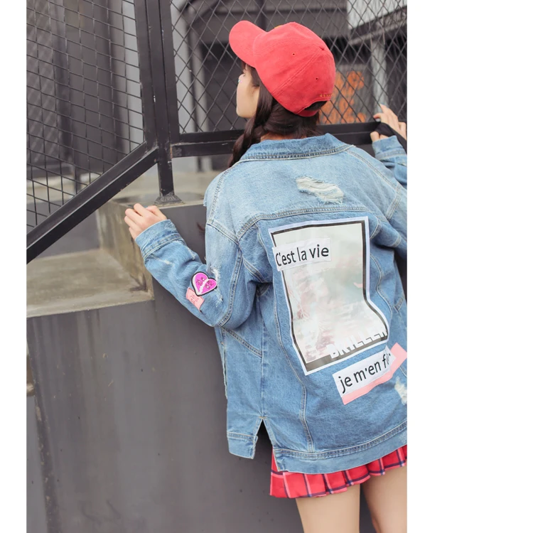 price reduction  Women Basic Coats Autumn And Winter Women Denim Jacket Vintage Long Sleeve Loose Female Jeans Coat 