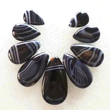 

Fashion black onyx agates Teardrop Pendant Bead 9pcs