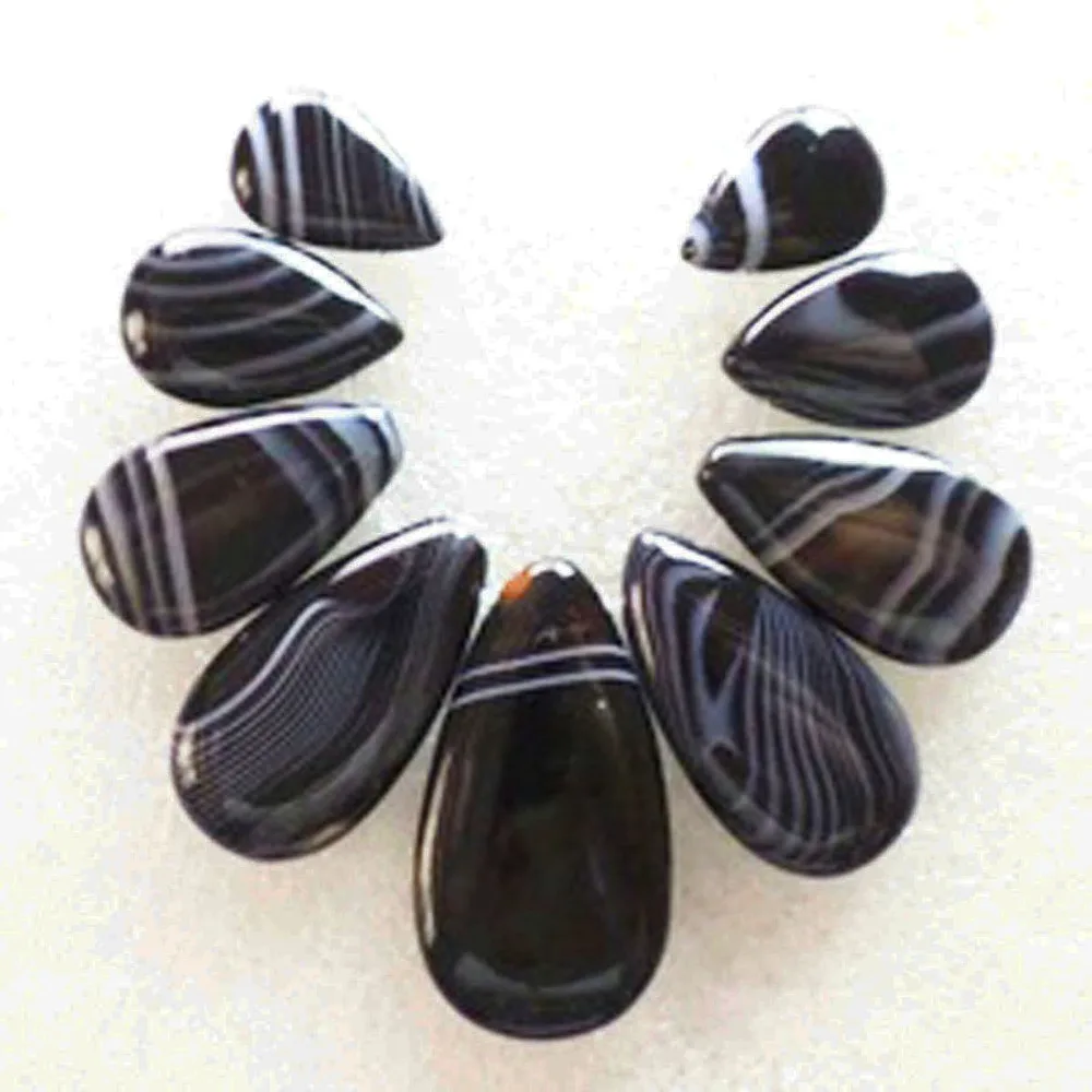 

Gorgeous Intriguing Fashion black onyx agates Teardrop Pendant Bead 9pcs